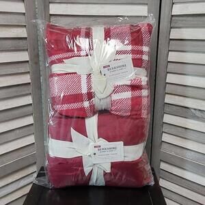 Cozy Red Plaid Throw Blanket Set | Berkshire Blanket and Home  | 60x70